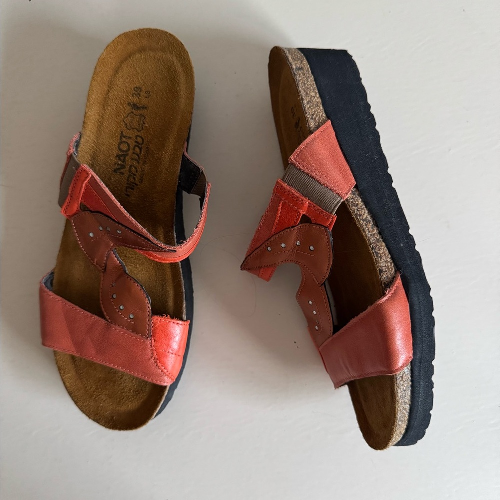 NAOT Kimberly orange metallic Leather slide Sandals Women’s Sz 39/8 - Picture 4 of 8